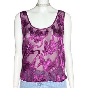 Vintage Victoria’s Secret Gold Label Sheer Purple Tank Top. Small. Fairy Brocade